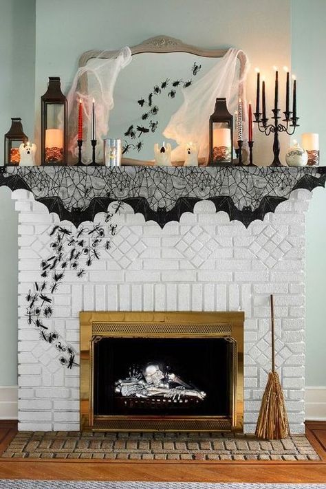 halloween party ideas spooky mantle decor Spooky Mantle, Halloween Games Online, Make Halloween Decorations, Halloween Date, Easy Diy Halloween Decorations, Halloween Film, Halloween Party Ideas, Creepy Halloween Decorations, Make Halloween