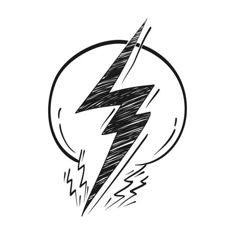 hand drawn Electric lightning, thunder bolt in doodle style. isolated on white background. vector illustration Lightning Artwork, Lightning Doodle, Thunder Drawing, Thunder Illustration, Lightning Drawing, Lightning Thunder, Thunder Bolt, Dune Art, Doodle Style