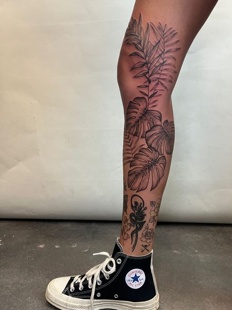 Monstera Leg Tattoo, Leg Sleeves, Leg Tattoos, Polynesian Tattoo, I Tattoo, Tattoos