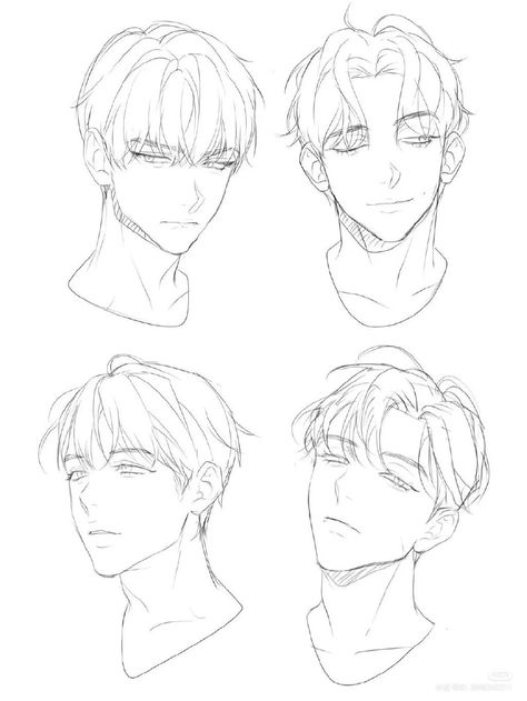 Boy Hair Drawing, Drawing Male Hair, Male Art Reference, Drawing Male, Drawing Hair Tutorial, Boy Hair, Have Inspiration, 캐릭터 드로잉, Different Angles