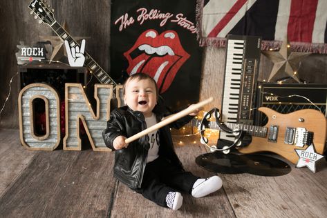 One Rocks First Birthday Photoshoot, Born Two Rock Photoshoot, One Rocks First Birthday Backdrop, One Rocks Photo Shoot, Rocking One Birthday Theme, Rocker First Birthday, Rockstar First Birthday, Another One Bites The Dust 1st Birthday, Rock N Roll 1st Birthday Party