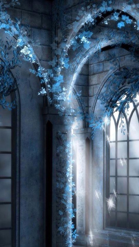 Gothic Blue Wallpaper, Blue Gothic Wallpaper, Faerie Aesthetic, Ravenclaw Aesthetic, Dark Castle, Castle Aesthetic, Cover Wattpad, Gothic Wallpaper, Light Blue Aesthetic