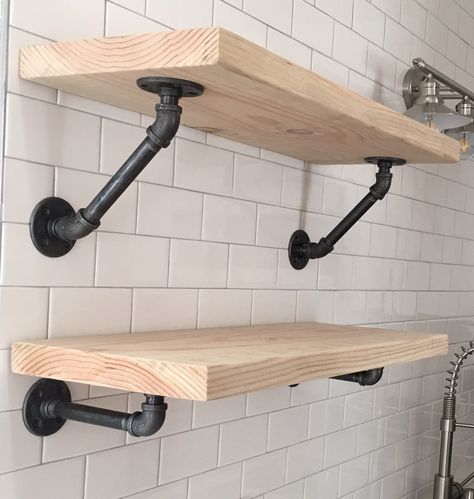 Industrial Laundry, Industrial Pipe Furniture, Floating Shelves Bedroom, Floating Shelves Living Room, Floating Shelves Kitchen, Industrial Pipe Shelves, Floating Shelves Bathroom, Farmhouse Industrial, Pipe Decor