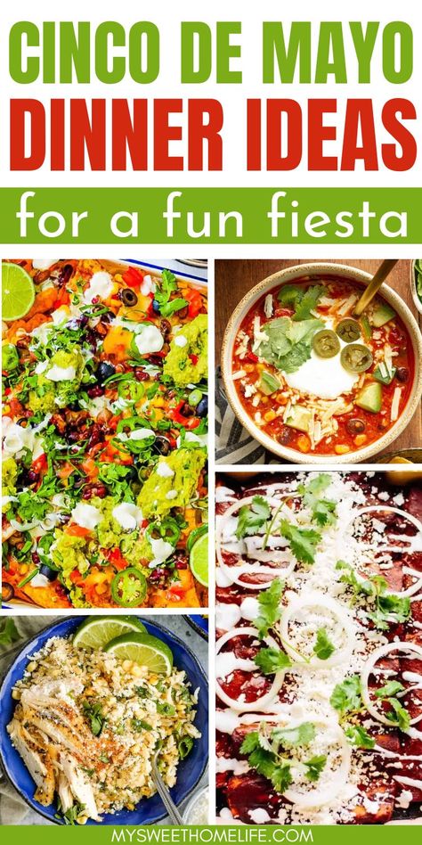 Whether you're a fan of sizzling fajitas to mouthwatering enchiladas, these Cinco de Mayo dinner recipes have something for everyone. What's on the menu for your Cinco de Mayo party? Meals For Cinco De Mayo, Cinco De Mayo Dinner Recipes, Cinco De Mayo Meal Ideas, Cinco De Mayo Party Food Recipes, Best Cinco De Mayo Recipes, Recipes For Cinco De Mayo, Cinco De Mayo Blackstone Recipes, Healthy Cinco De Mayo Recipes, Cinco De Mayo Chicken Recipes