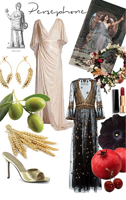 Persephone Dress Goddesses, Diy Persephone Costume, Persephone Costume Ideas, Persephone Halloween Costume, Persephone Aesthetic Outfit, Hades And Persephone Costume, Persephone Outfit, Mythology Cosplay, Persephone Makeup