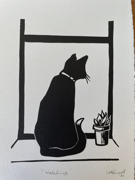 Linotype Prints, Lino Print Cat, Cat Lino Print, Cat Linocut, Linoleum Print, Fine Art Printmaking, Linocut Printmaking, Lino Art, Cat Stamp