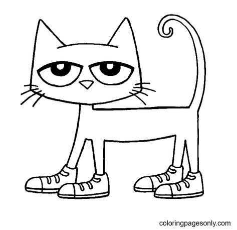 Printable Pete Cat Coloring Pages Pete The Cat Shoes, Pete The Cat Art, Cat Coloring Pages, Cat Printable, Cat Coloring, Cat Activity, Coloring Page Ideas, Pete The Cat, Cat Coloring Page