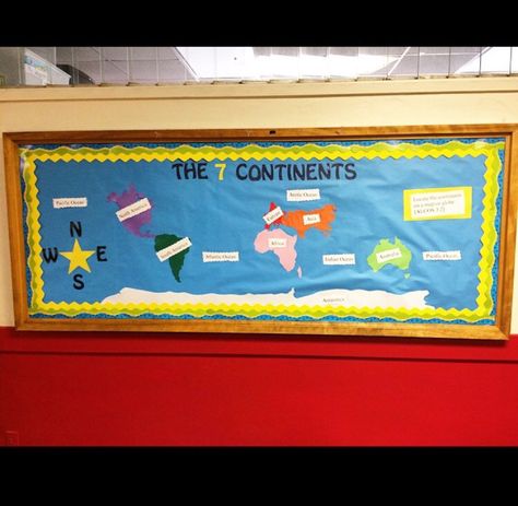 7 Continents Bulletin Board Elementary Bulletin Boards, 7 Continents, Bulletin Board Ideas, Poster Drawing, Education Ideas, Fourth Grade, Board Ideas, Poster Board, Bulletin Boards