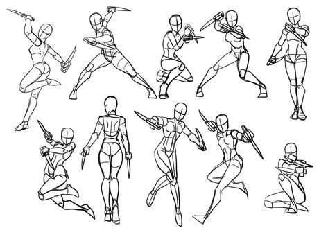 Dagger Drawing, Action Poses Drawing, Poses Anime, Female Drawing, Hand Drawing Reference, Body Reference Drawing, Character Poses, Figure Drawing Reference, Action Poses