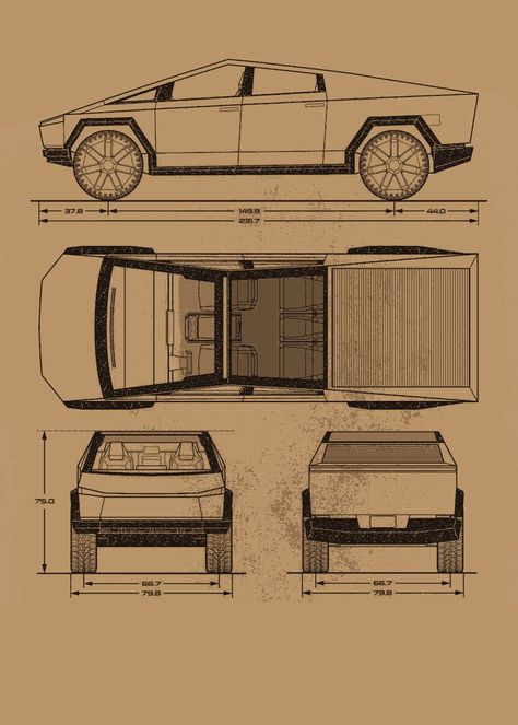 Car Blueprint 3d Modeling, Tesla Blueprint, 3d Blueprint, Blueprint For 3d Modeling, Car Blueprint, Blueprint Drawing, Tesla Cybertruck, 2d Drawing, Blueprint Art