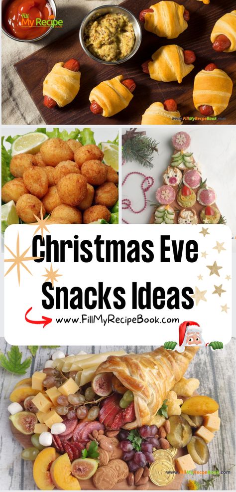 Christmas Eve Snacks Ideas recipes. Easy savory or sweet finger foods and appetizers, or platters for families and kids and get togethers. Cold Snacks, My Recipe Book, Snacks Ideas, Homemade Snacks, Family Gatherings, Book Collection, Recipe Book, Finger Foods, Christmas Eve