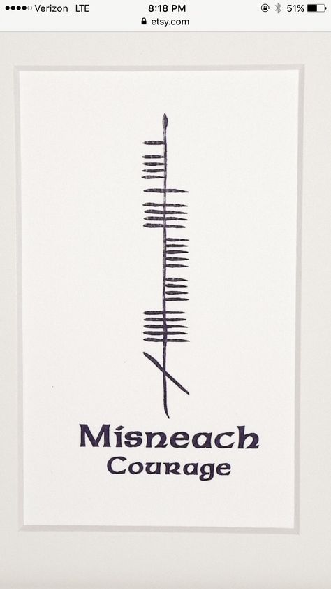 Misneach in the Ogham, a style of writing the Old Irish Language Irish Line Tattoos, Irish Writing Tattoos, Ogham Tattoo Words, Ogham Tattoo Irish, Misneach Tattoo, Irish Language Tattoo, Ogham Words, Irish Witchcraft, Ogham Runes