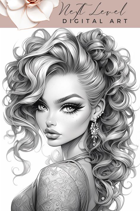 ADULT COLORING PAGES IN BEAUTIFUL GRAYSCALE HIGH FASHION HAIRSTYLES AND MAKEUP COLORING BOOK SHEETS High Fashion Hairstyles, Hairstyles And Makeup, Colouring Sheets For Adults, High Fashion Hair, Chicano Style Tattoo, Fashion Hairstyles, Cool Car Drawings, Adult Coloring Designs, Printable Adult Coloring Pages