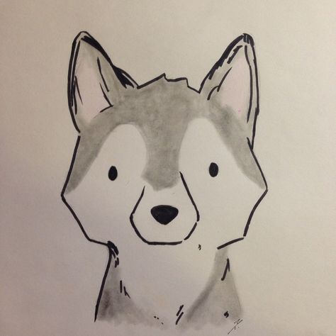 Huskies Husky Dog Drawing Easy, Drawings Of Huskies, Siberian Husky Drawing Easy, Simple Husky Drawing, How To Draw A Husky Easy, Husky Sketch Easy, Husky Dogs Drawing, How To Draw Husky, Husky Illustration Cute