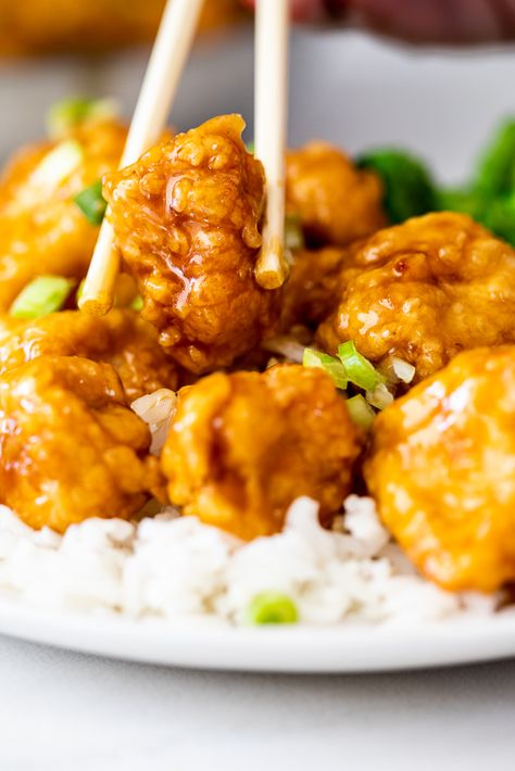 Crispy Orange Chicken - Simply Delicious Crispy Orange Chicken, Chicken Katsu Recipes, Katsu Recipes, Orange Chicken Sauce, Healthy Chinese Recipes, Sticky Sauce, Chicken Spring Rolls, Chicken Katsu, Fresh Orange Juice