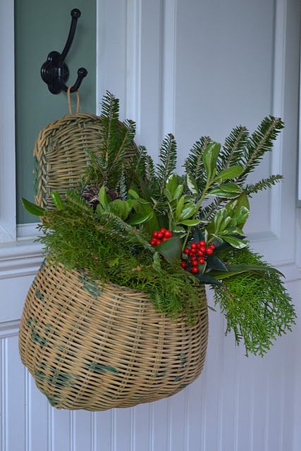 In From The Cold, Fishing Basket, Basket Decor, Dutch Door, Life Nature, Vintage Baskets, Small Houses, Primitive Christmas, Country Christmas