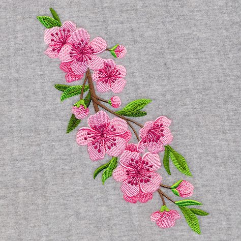 Cherry Blossom Fashion, Machine Embroidery Quilts, Advanced Embroidery, Border Embroidery Designs, Hand Work Embroidery, Learn Embroidery, Embroidery Flowers Pattern, 자수 디자인, Free Machine Embroidery Designs