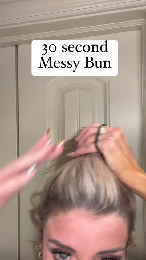 My go to messy bun #easyhairstyles #quickhairstyles #hairreels | Carpool Contour | Kensun · High Noon Messy Bun With Short Hair, Bun With Short Hair, Easy Messy Hairstyles, Messy Bun For Short Hair, Easy Updos For Medium Hair, Short Hair Bun, Easy Bun Hairstyles, Beach Hairstyles For Long Hair, Hair Bun Tutorial