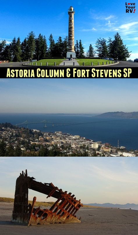 Astoria Column & Fort Stevens State Park, Oregon Astoria Column, Oregon Trip, Astoria Oregon, Oregon Washington, Rv Lifestyle, Old Fort, Oregon Travel, Columbia River, June 2022