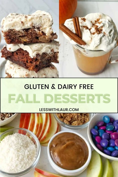 Find more gluten and dairy free fall desserts on my blog! Soy And Dairy Free Desserts, Gluten Free Dairy Free Fall Recipes Desserts, Gf Df Fall Recipes, Gf Df Fall Desserts, Fall Food Dairy Free, Gluten And Dairy Free Fall Desserts, Gluten Free Dairy Free Fall Desserts, Dairy Free Fall Desserts, Gluten Dairy Free Desserts