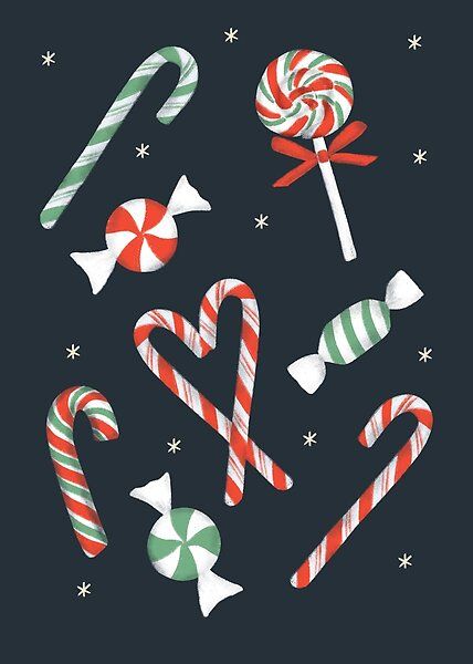 Sweet but twisted candy cane wishes by TinyFlowerArt | Redbubble Candy Cane Chalkboard Art, Christmas Sweets Illustration, Christmas Candy Illustration, Candy Cane Painting, Candy Cane Illustration, Chinese Birthday Cake, Candy Image, Heart Candy Cane, Candy Cane Art