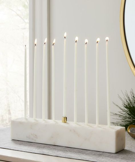 Scandinavian Holiday, Holiday Mantel Decor, Scandinavian Holidays, Hanukkah Decor, Chanukah Decor, Marble Candle Holder, Hanukkah Decorations, Holiday Mantel, Marble Candle