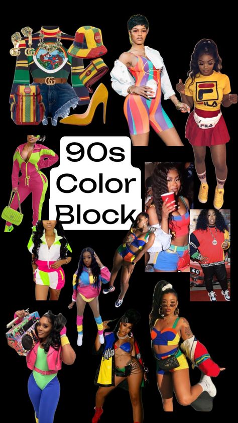 90s Colors, Color Block, Hair Styles, Black, Color