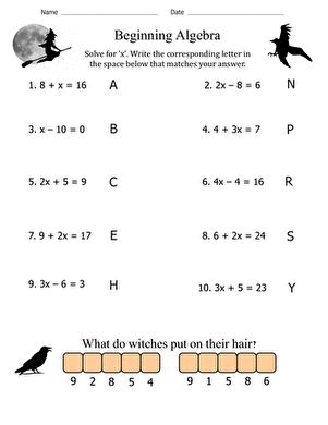 Algebra for Beginners | Worksheet | Education.com 10th Grade Math Worksheets, Maths For Beginners, Decimals And Fractions, Math Basics, 10th Grade Math, Pre Algebra Worksheets, Basic Algebra, Math Fact Worksheets, Math Coloring Worksheets