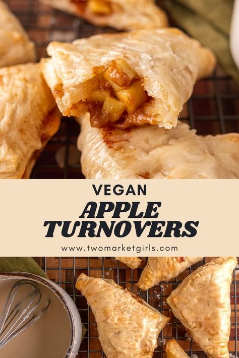 Apple Turnovers (Plant-Based, Dairy-Free) | Two Market Girls Vegan Apple Turnovers, Vegan Puff Pastry, Apple Turnover Recipe, Puff Pastry Apple, Apple Turnover, Apple Pastry, Vegan Pastries, Turnover Recipes, Apple Puff Pastry