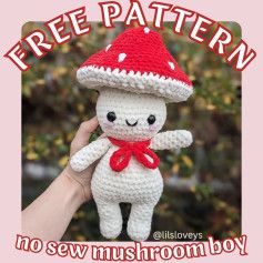 Free mushroom boy pattern 🍄🍄🍄 with bow Crochet Starfish, Mushroom People, Reach Out To Me, Crochet Mushroom, Crochet Turtle, Boys Pattern, Crochet Shop, Turtle Pattern, Crochet Keychain