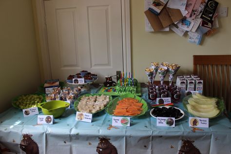 Gruffalo Birthday Party Ideas  - mudpiefridays.com Gruffalo Birthday Party Ideas, Gruffalo Themed Birthday Party, Gruffalo First Birthday Party, Gruffalo Party Food, The Gruffalo Birthday Party, Gruffalo Display Boards, Gruffalo Food Ideas, Gruffalo Birthday Party, Gruffalo Party