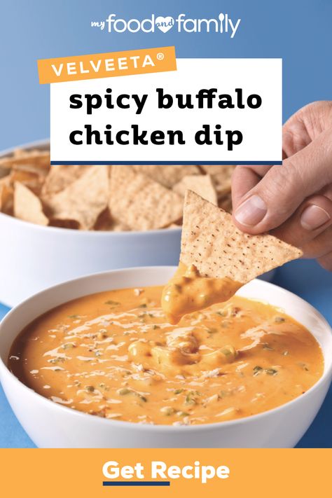 Spice up your next get-together with this delicious dip—and it’s ready in just 10 minutes! You only need VELVEETA, sour cream, cooked chicken, celery, and Buffalo wing sauce to make this tasty recipe. Spicy Buffalo Chicken Dip, Chicken Celery, Velveeta Recipes, Buffalo Chicken Dip Crock Pot, Spicy Buffalo Chicken, Chicken Dip Recipe, Buffalo Chicken Dip Recipe, Buffalo Wing, Buffalo Wing Sauce