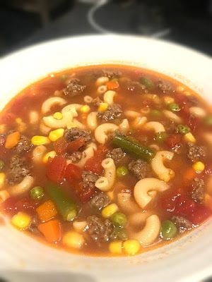 At Home My Way: Schoolhouse Vegetable Soup - Simple and Quick - Weeknight Supper! Lazy Day Soup, Vegtable Soup Recipes, Hamburg Soup, Frozen Mixed Vegetable Recipes, Mix Vegetable Recipe, Vegetable Noodle Soup, Soup Simple, Beef Soup Recipes, Hamburger Soup