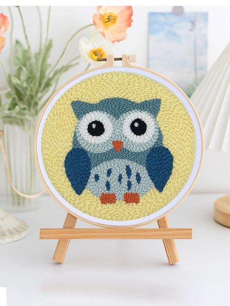 Multicolor    Polyester  Embroidery Embellished   Home Entertainment Owl Pattern, Owl Patterns, Embroidery Kit, Saucer Chairs, Home Entertainment, Embroidery Kits, Needlework, Kids Rugs, Entertainment