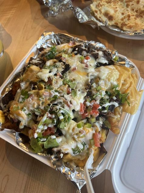 Fayetteville Foodies | If y’all want some bussin carne asada fries that is actually reasonably priced with lots of meat ($12 in this economy is a steal), then I would defi... | Facebook Carne Asada Fries, Carne Asada, Food Truck, Ice Cream, Meat, Cream, Quick Saves