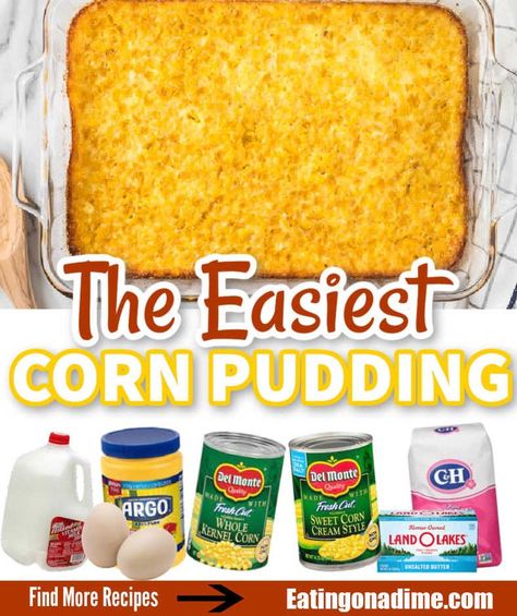 Corn Pudding For A Crowd, Corn Pudding Recipe Jiffy No Sour Cream, Jiffy Corn Casserole Without Sour Cream, Corn Pudding No Jiffy, Sweet Corn Pudding Recipe Jiffy, Corn Pudding With Jiffy Cornbread, Easy Corn Pudding Recipe, Sweet Corn Pudding Recipe Southern, Corn Pudding Without Jiffy