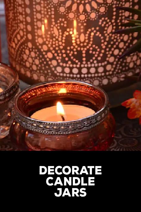 How to Decorate Candle Jars Candle Jar Crafts Diy, Decorate Candle Jars, Reuse Glass Candle Jars, Candle Jars Crafts, Decorating Candle Jars, Diy Crafts To Do At Home, Jars Crafts, Jar Decoration, Crafts To Do At Home