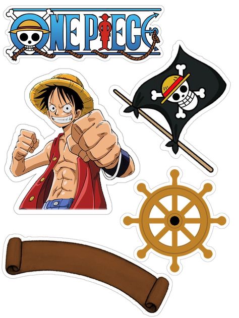 Topo De Bolo One Piece In 2022 6FA Luffy Cake Topper Printable, One Piece Cupcake Topper Printable, Luffy Stickers Printable, Luffy Cake One Piece, One Piece Torte, One Piece Topper Printable, One Piece Theme Cake, One Piece Cake Topper Printable, One Piece Cake Design