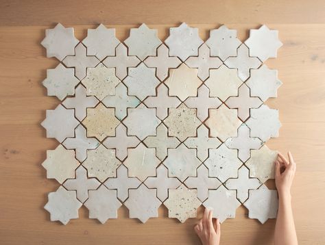 Cottagecore Kitchen Tiles, Star Cross Tile, Star And Cross Tile, Cross Tile, White Square Tiles, Fish Scale Tile, Star Tile, Penny Round Mosaic, Hexagon Mosaic Tile