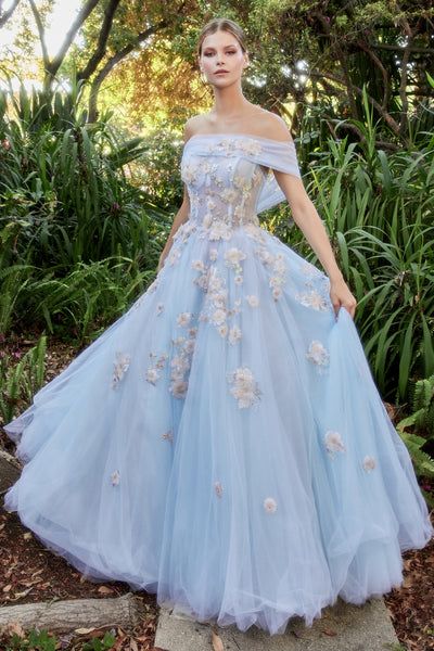 Long Ball Dresses, Full Length Tulle Skirt, Vestidos Dresses, Andrea And Leo, Floral Ball Gown, Gaun Abad Pertengahan, Fairytale Garden, Pretty Clothing, Straight Across Neckline