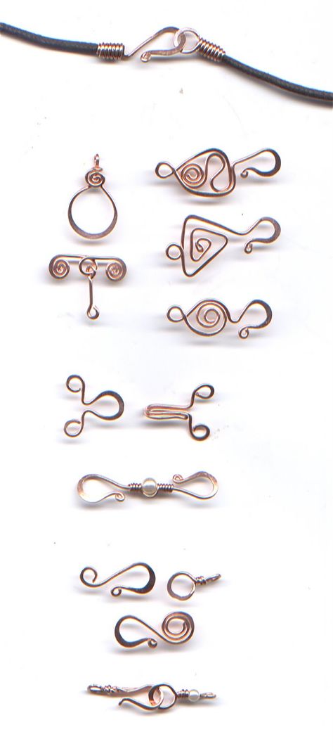 Wire clasp inspiration plus a free tutorial for an egyptian spiral clasp: The WireWorkers Guild Wire Clasp, Bijoux Fil Aluminium, Jewelry Clasps, Wire Work Jewelry, Jewelry Techniques, Work Jewelry, Jewelry Making Tutorials, Diy Schmuck, Beads And Wire