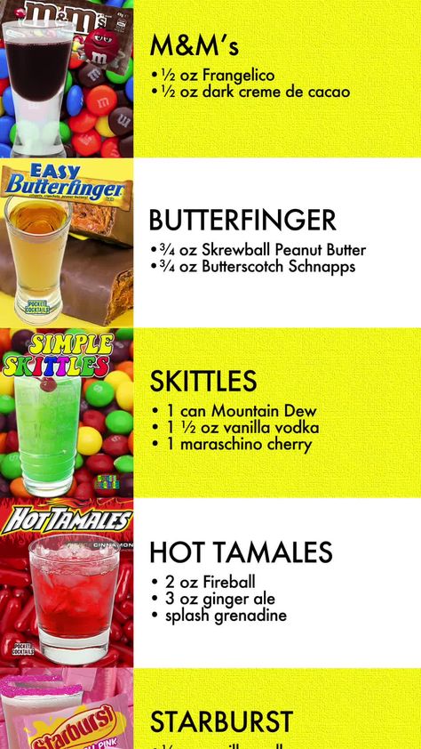 Soda And Liquor Combo, Two Ingredient Alcoholic Drinks, 80s Alcoholic Drinks, 3 Ingredient Alcoholic Drinks, Easy Mixed Drinks Alcohol 2 Ingredients, Candy Drinks Alcohol Recipes, Easy Mixed Drinks Alcohol 3 Ingredients, Candy Cocktail Recipes, Fun Shots Alcohol Easy