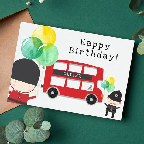 Wheels On The Bus Invitation Template, London Bus Birthday Theme, Wheel On The Bus Birthday Theme, Wheels On The Bus Invitation, London Bus Template Free Printable, Happy Birthday Tag, Birthday Tags, Birthday Cards For Boys, London Bus