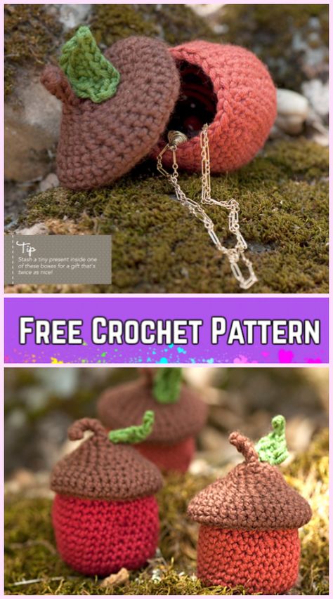 Crochet Acorn Basket Pattern Free, Acorn Bag Crochet, Crochet Acorn Bag, Free Cottagecore Crochet Patterns, Crochet Acorn Pattern Free, Crochet Acorn Basket, Crochet Patterns Basket, Crochet Container, Crochet Containers