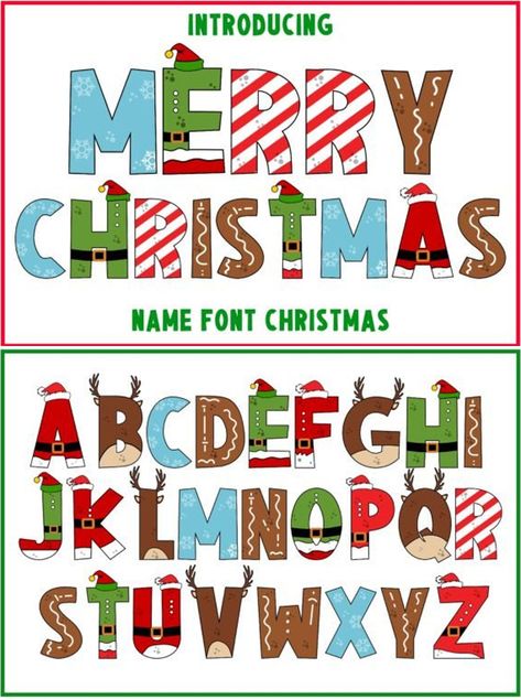 Christmas Font Merry Christmas Alphabet Letters, Merry Christmas Letters Free Printables, Christmas Alphabet Letters Printable, Christmas Lettering Alphabet, Christmas Lettering Fonts, Merry Christmas Fonts, Christmas Letter Ideas, Christmas Fonts Alphabet, Christmas Fonts Free