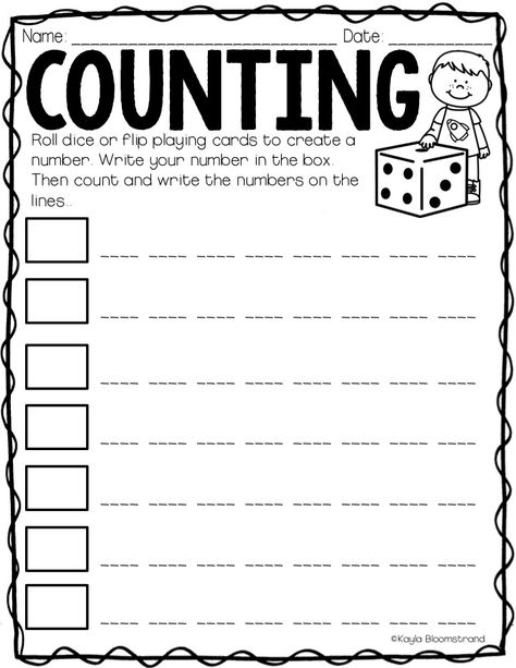 Practice counting on using this differentiated printable! Students roll dice to create a number, write that number in the box and count on. Students or teacher can choose how many digits the student's rolled number should be. Roll And Count On Kindergarten, Roll And Write Numbers, Reggio Math, Centers For 2nd Grade, Math Recovery, Number Fluency, Fraction Lessons, Multiplication Word Problems, Addition And Subtraction Practice