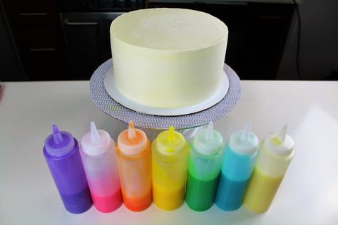 I’ve been asked several times about what the colored drips are on my cakes, and I figured it’s time for me to post the recipe I use. I always use the same white chocolate ganache base, … Splatter Cake, Drip Cake Recipes, Bolo Neon, White Chocolate Ganache, Gateaux Cake, Chocolate Drip, Drip Cake, Gel Food Coloring, Cake Board