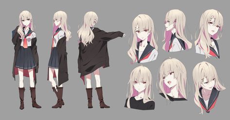 Highschool Character Design, Character Design Hands, Reaction Image, Female Oc, Simple Anime, Concept Art Character, Character Poses, Art Station, Anime Wall Art