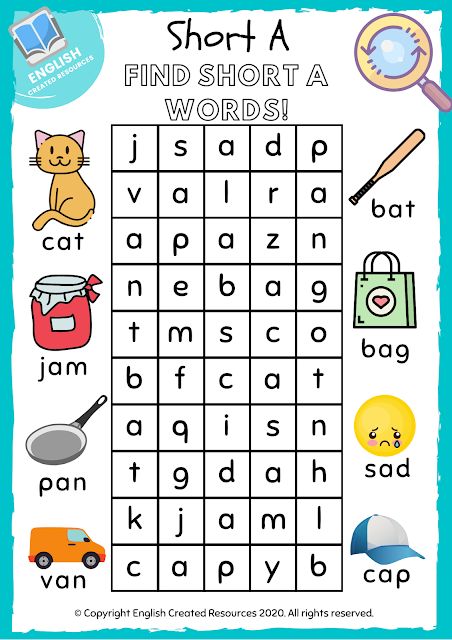 St Words Phonics, Short A Activities, Short A Worksheets, English Created Resources, A Activities, Find A Word, Word Puzzles For Kids, A Words, Cvc Words Kindergarten