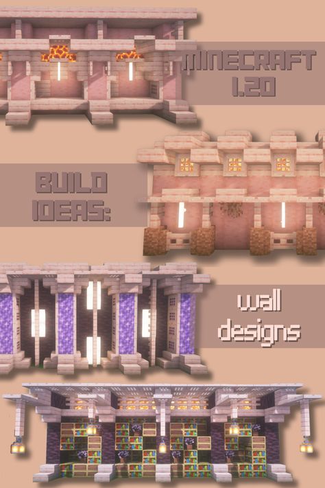 Minecraft Floor And Wall Combos, Minecraft Wall Inspiration, Cherry Walls Minecraft, Pink Wood Minecraft, Cherry Blossom Windmill Minecraft, Cherry Wood Minecraft Ideas, Minecraft Wall Builds, Minecraft Parrot Sanctuary, Cherry Wood Village Minecraft